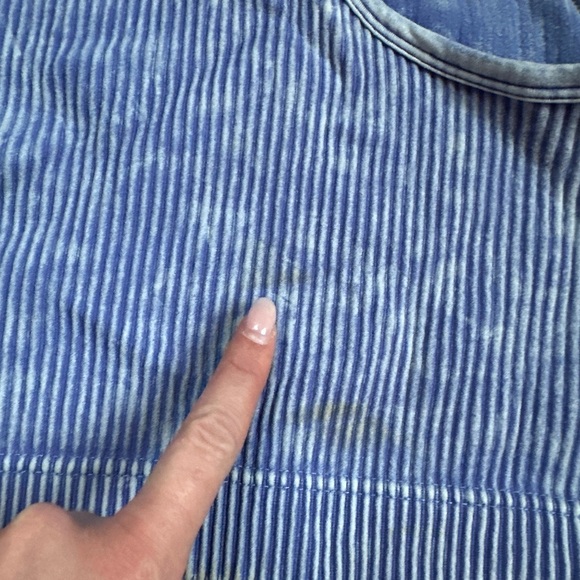 Blue Ribbed Women's Active Top - Picture 5 of 6